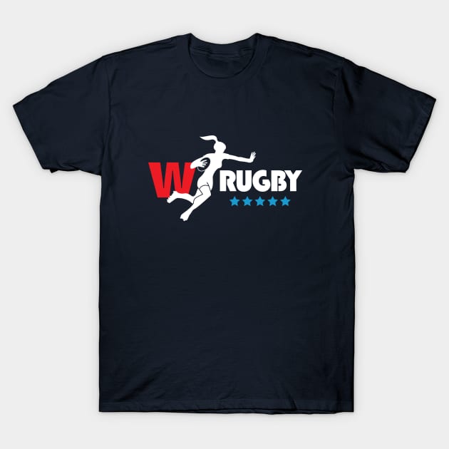 Womens Rugby - white text T-Shirt by atomguy